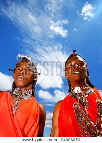 Portræt af Masai Mara mandlige krigere