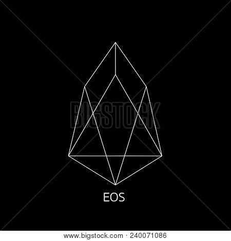 Vector Illustration Crypto Icon On  Background. Eos Is A New Blockchain Platform Of The Crypto Curre