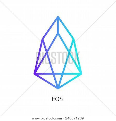 Vector Illustration Crypto Icon On  Background. Eos Is A New Blockchain Platform Of The Crypto Curre
