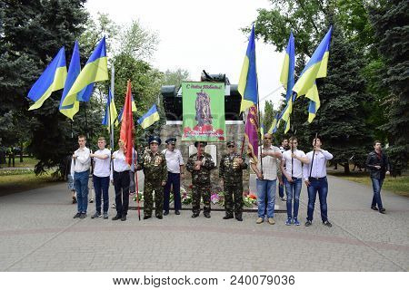 Ukraine, Kiev - 05.9.2016: People Celebrate The Day Of Victory In The Streets Of The City, A Militar
