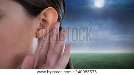 Woman listening to nature at night