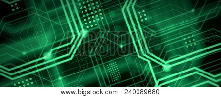 An Abstract Technological Background Consisting Of A Multitude Of Luminous Guiding Lines And Dots Fo