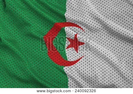 Algeria Flag Printed On A Polyester Nylon Sportswear Mesh Fabric With Some Folds