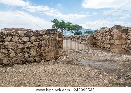 View Of Solomon Gate Remains Dated To The 10th Century Bc, In Tel Hazor National Park, A Unesco Worl