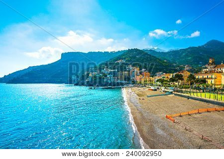 Minori Town In Amalfi Coast, Panoramic Beach View. Italy, Europe