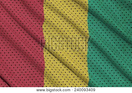Guinea Flag Printed On A Polyester Nylon Sportswear Mesh Fabric With Some Folds