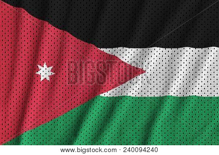 Jordan Flag Printed On A Polyester Nylon Sportswear Mesh Fabric With Some Folds