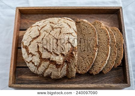 Home Made Rye Bread On A Table