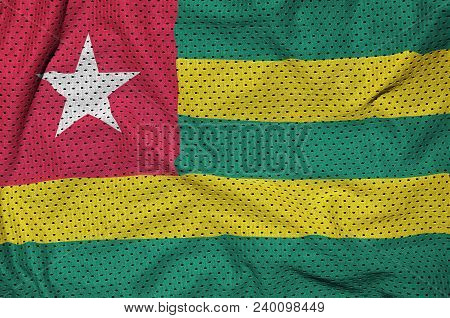 Togo Flag Printed On A Polyester Nylon Sportswear Mesh Fabric With Some Folds