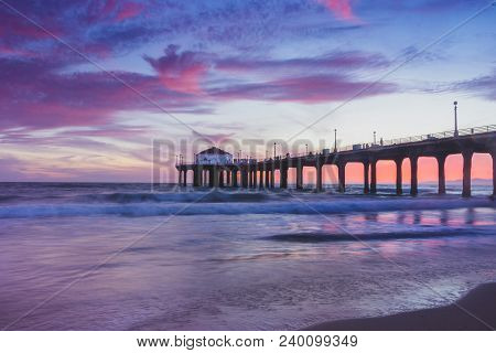 Stunning Sunset At Manhattan Beach Pier