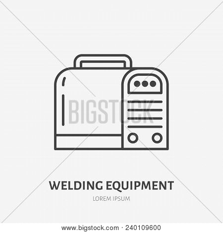 Welding Equipment Flat Line Icon. Metal Works Sign. Thin Linear Logo For Indastrial Tools Store, Wel