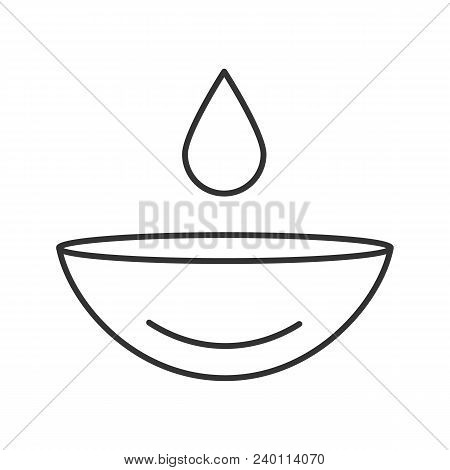 Eye Contact Lens With Drop Linear Icon. Thin Line Illustration. Contact Lenses Rewetting. Contour Sy