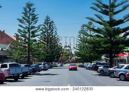 Wonthaggi, Australia - January 27, 2018: View North Along Mcbride Avenue Towards Apex Park. Wonthagg