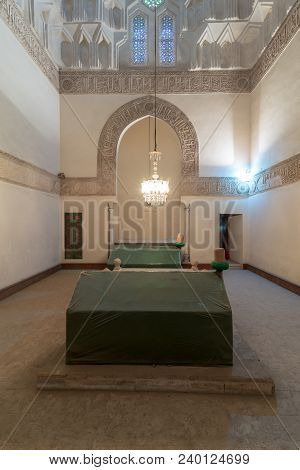 Cairo, Egypt - April, 2018: Mausoleum At Madrasa Of Sunqur Sadi, Part Of The Mevlevi Tekke