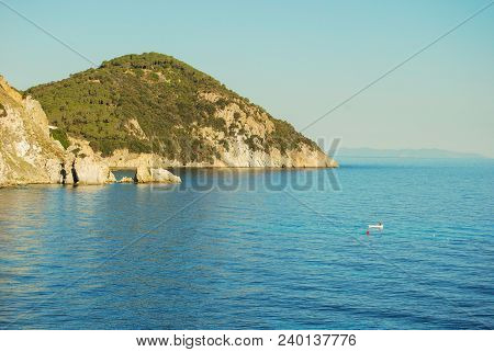 Panorama With Reef On Sansone Beach And Enfola Promontory