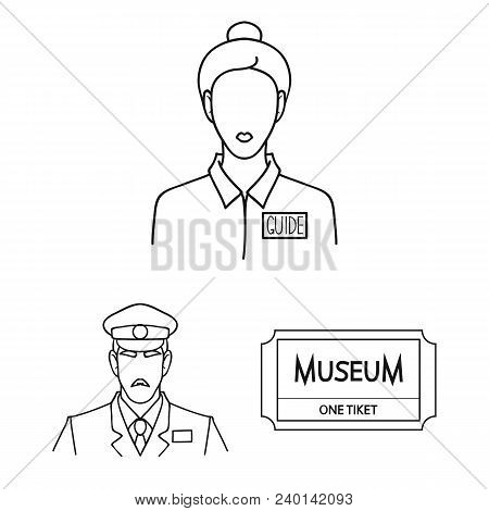 Museum And Gallery Outline Icons In Set Collection For Design. Storage And Exhibition Of Showpiece V