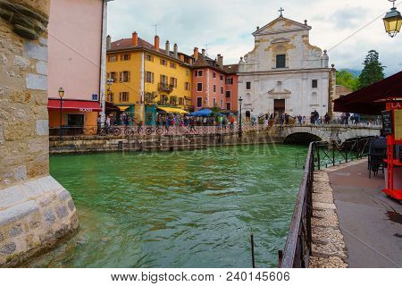 France, Annecy - May 01, 2018:church Of San Francesco Di Salesl Is The Main Catholic Place Of Worshi