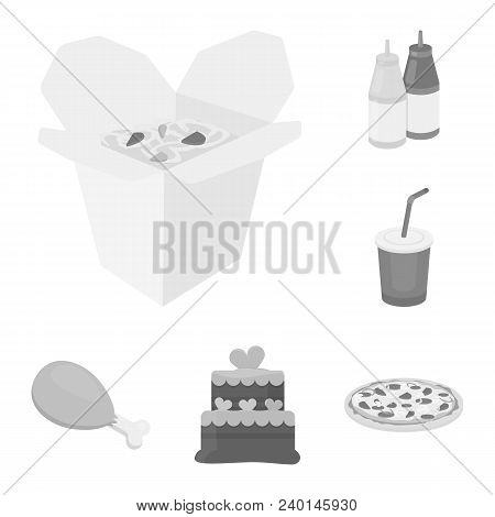 Fast Food Monochrome Icons In Set Collection For Design.food From Semi-finished Products Vector Symb