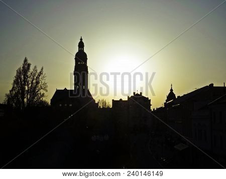 Sunset Over The Main Square Of Prostejov City, Czech Republic