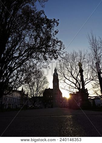 Sunset Over The Main Square Of Prostejov City, Czech Republic