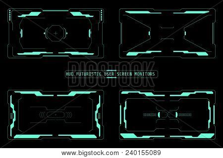 Hud Futuristic User Screen Basic Elements Set. Abstract Virtual Game Target Monitor Control Panel La