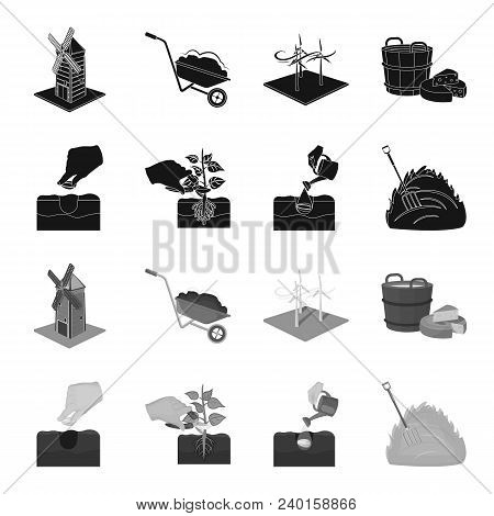 Garden, Ecology, Farmingand Other  Icon In Black, Monochrome Style. Feed, Plot, Farmicons In Set Col
