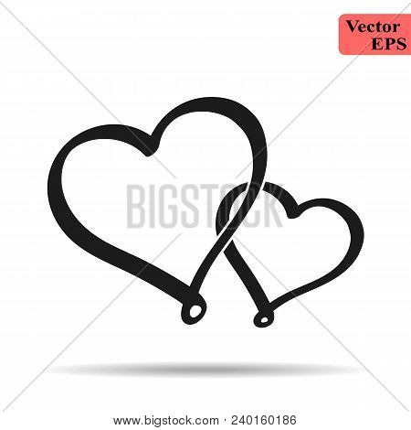 Two Heart Linear Vector, Mobile Minimalistic Flat Design Eps 10
