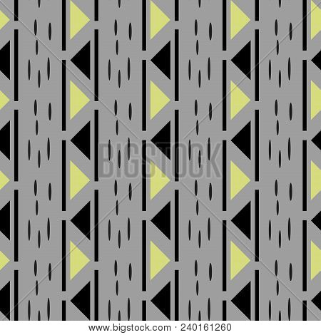 Abstract Seamless Pattern. Seamless Pattern With Triangles. Gold Black And White Triangle Pattern . 