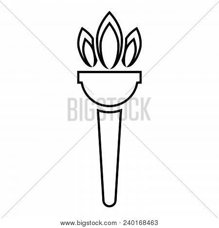 Torch Flambeau Icon Black Color Vector Illustration Flat Style Outline