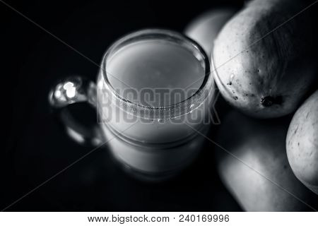 Popular Indian Asian Sweet Dessert Dish Eaten At The Time Of Lunch ‘aam Ras’ Juice Of Kesar Kair Wit