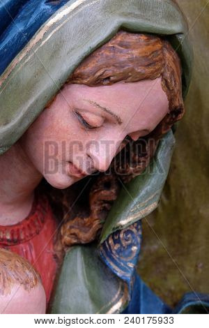 STITAR, CROATIA - NOVEMBER 30: Virgin Mary, altarpiece in the church of Saint Matthew in Stitar, Croatia on November 30, 2017.