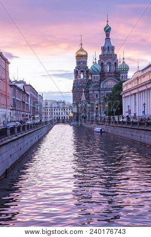 St. Petersburg, Russia - July 06, 2017: Church Of The Saviour On Spilled Blood In The Evening