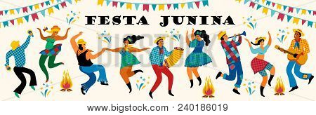 Festa Junina. Vector Templates For Latin American Holiday, The June Party Of Brazil. Design For Bann