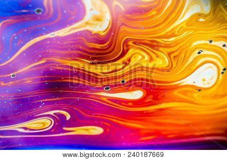 Beautiful Psychedelic Abstraction Formed By Light On The Surface Of A Soap Bubble.
