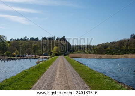 Road Crossing The Sea Towards Danish Island Of Langoe