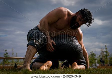 Istanbul ,turkey -11.05.2018 : Etnosp Culture Festival - Yenikapi Square (yagli Gures / Oil Wrestlin
