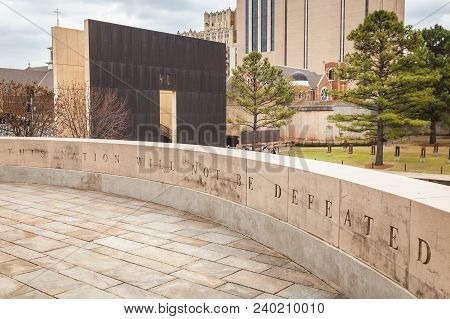 Oklahoma City, Oklahoma / Usa - March 31, 2018: Powerful Words Of, This Nation Will Not Be Defeated,