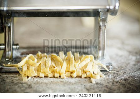 Egg Homemade Raw Noodles On The Table