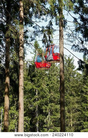 Braunlage, Germany - April 29, 2018: Cable Car At Wurmberg Near Braunlage In The Harz National Park.