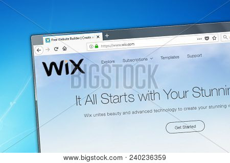 Novosibirsk, Russia - May 12, 2018 - Homepage Of Wix Website On The Display Of Pc, Url - Wix.com.