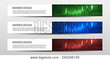 Banners With Economic Graph With Diagrams On The Stock Market, For Business And Financial Concepts A