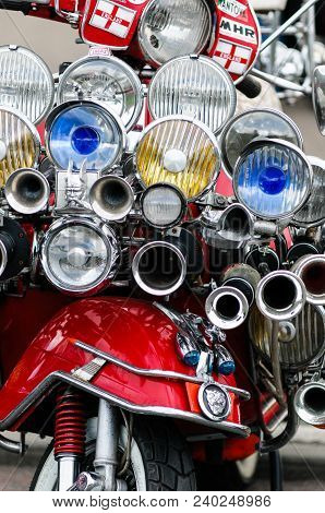 Southend, England - 17 April 2017: Highly Modded Scooters On Display At The Annual Shakedown Event, 