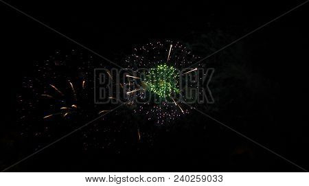 Celebration Firework In The Black Night Sky