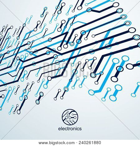 Vector Circuit Board, Digital Technologies Abstraction. Computer Microprocessor Scheme, Futuristic D