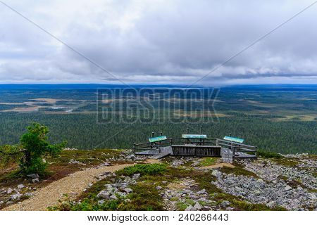 Landscape From The Summit Of Ukko-luosto Fell, In Pyha-luosto National Park, Lapland, Finland