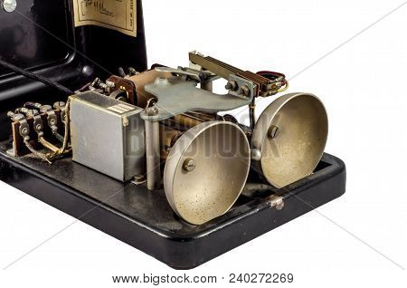 Metallic Call Bell Inside An Old Vintage Phone