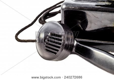 Black Handset Of Old Vintage Phone