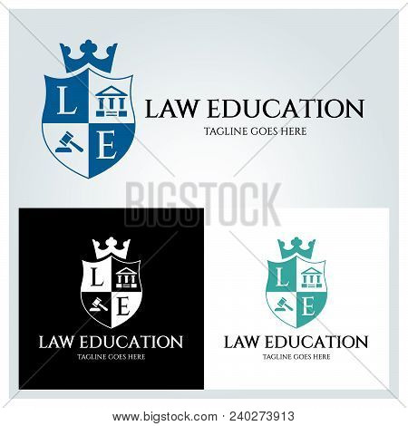 Law Education Logo Design Template. Vector Illustration