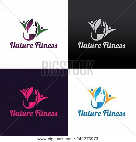 Nature Fitness Logo Design Template. Vector Illustration