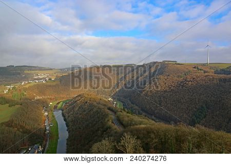 River Sure Valley From Bourscheid Castle, Luxembourg